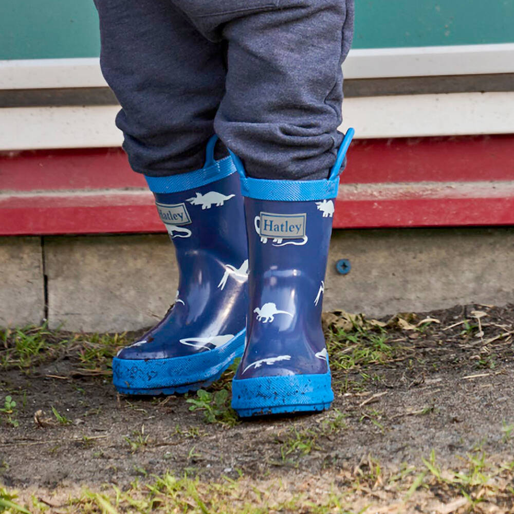 Hatley-Boys Two Tone Blue Dinosaur Print Rain Boots | Childrensalon Outlet