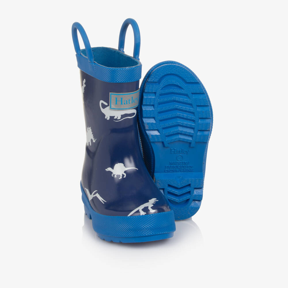 Hatley-Boys Two Tone Blue Dinosaur Print Rain Boots | Childrensalon Outlet