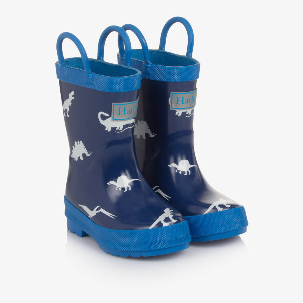 Hatley-Boys Two Tone Blue Dinosaur Print Rain Boots | Childrensalon Outlet