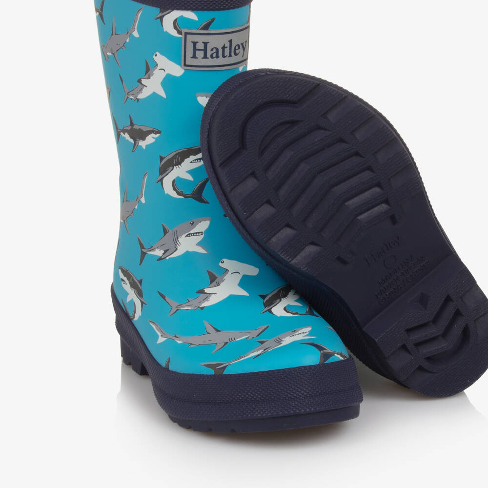 Hatley-Boys Two Tone Blue Shark Print Rain Boots | Childrensalon Outlet