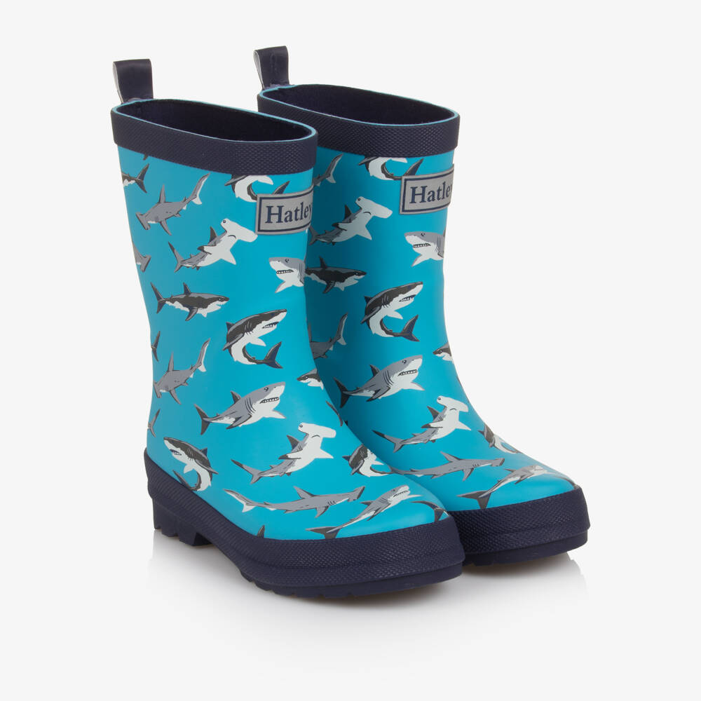 Hatley-Boys Two Tone Blue Shark Print Rain Boots | Childrensalon Outlet