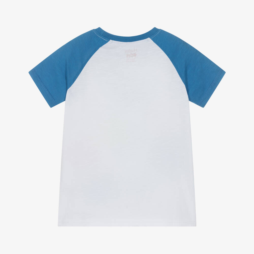 Hatley-Boys White & Blue Cotton Football T-Shirt | Childrensalon Outlet