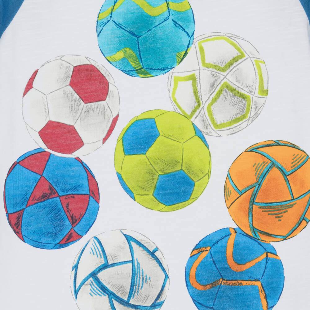 Hatley-Boys White & Blue Cotton Football T-Shirt | Childrensalon Outlet