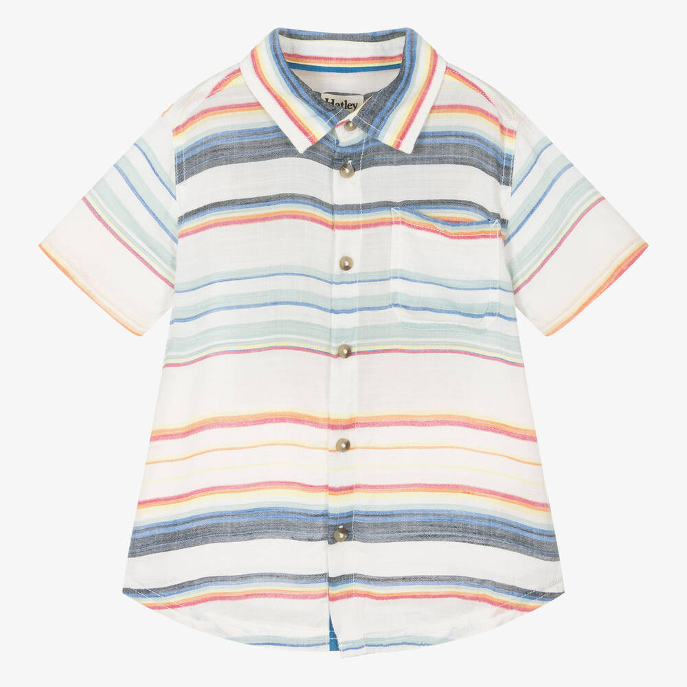 Hatley-Boys White Striped Viscose Shirt | Childrensalon Outlet