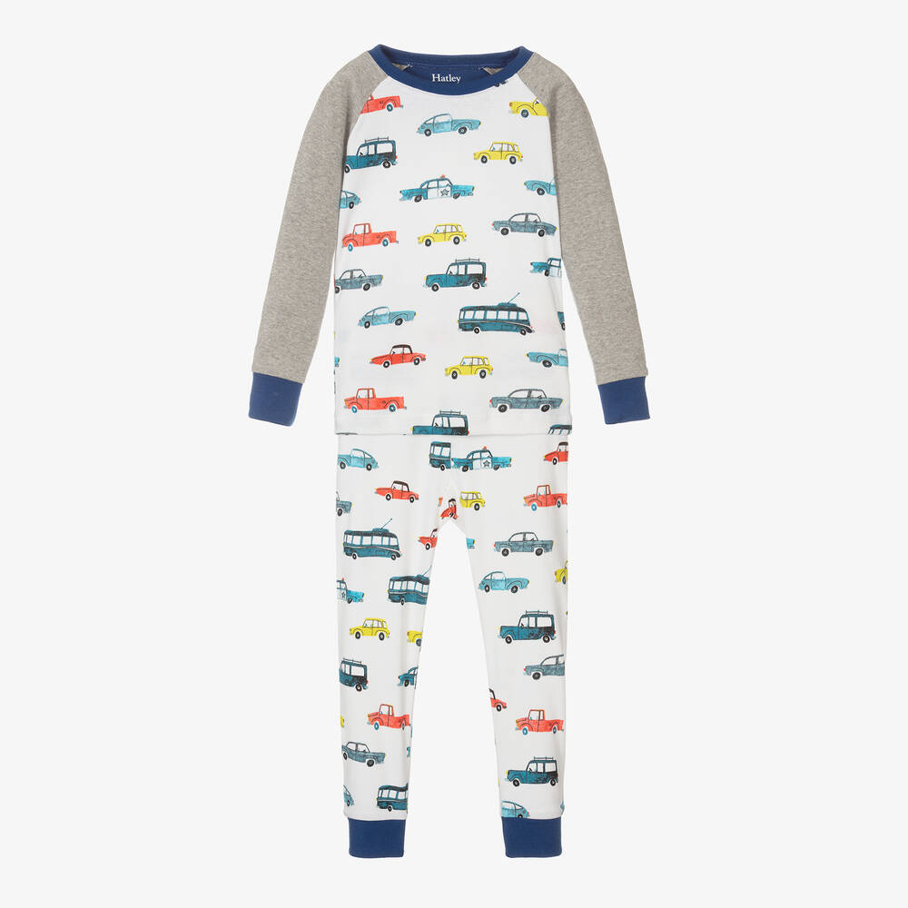 Hatley - Boys White Vehicles in the City Pyjamas | Childrensalon