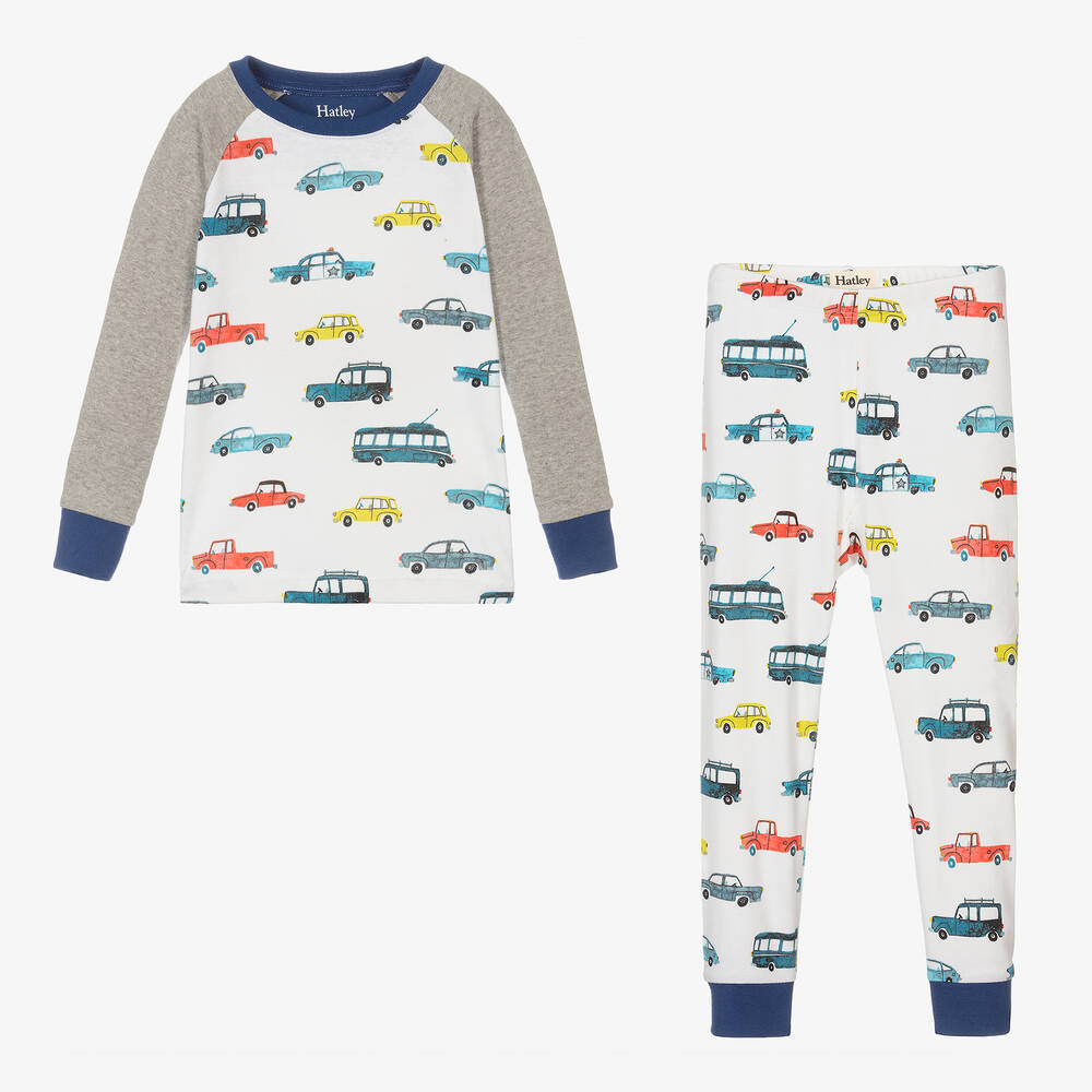 Hatley-Boys White Vehicles in the City Pyjamas | Childrensalon Outlet