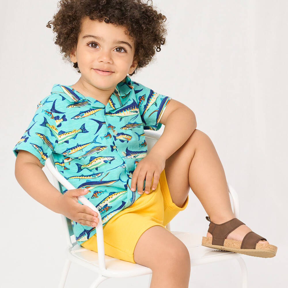 هاتلي-شورت أطفال ولادي قطن جيرسي لون أصفر | Childrensalon Outlet