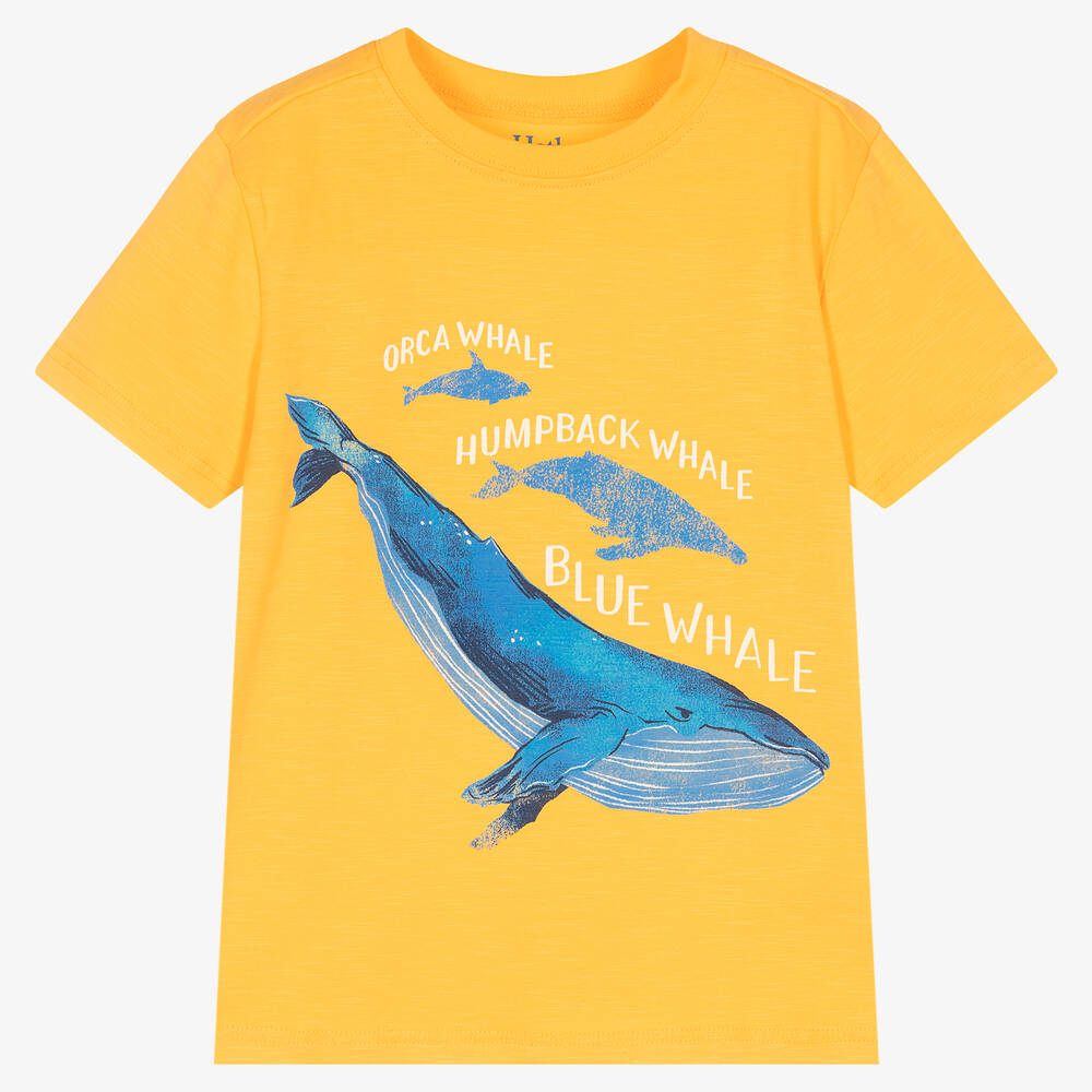 Hatley - Желтая хлопковая футболка с китами | Childrensalon