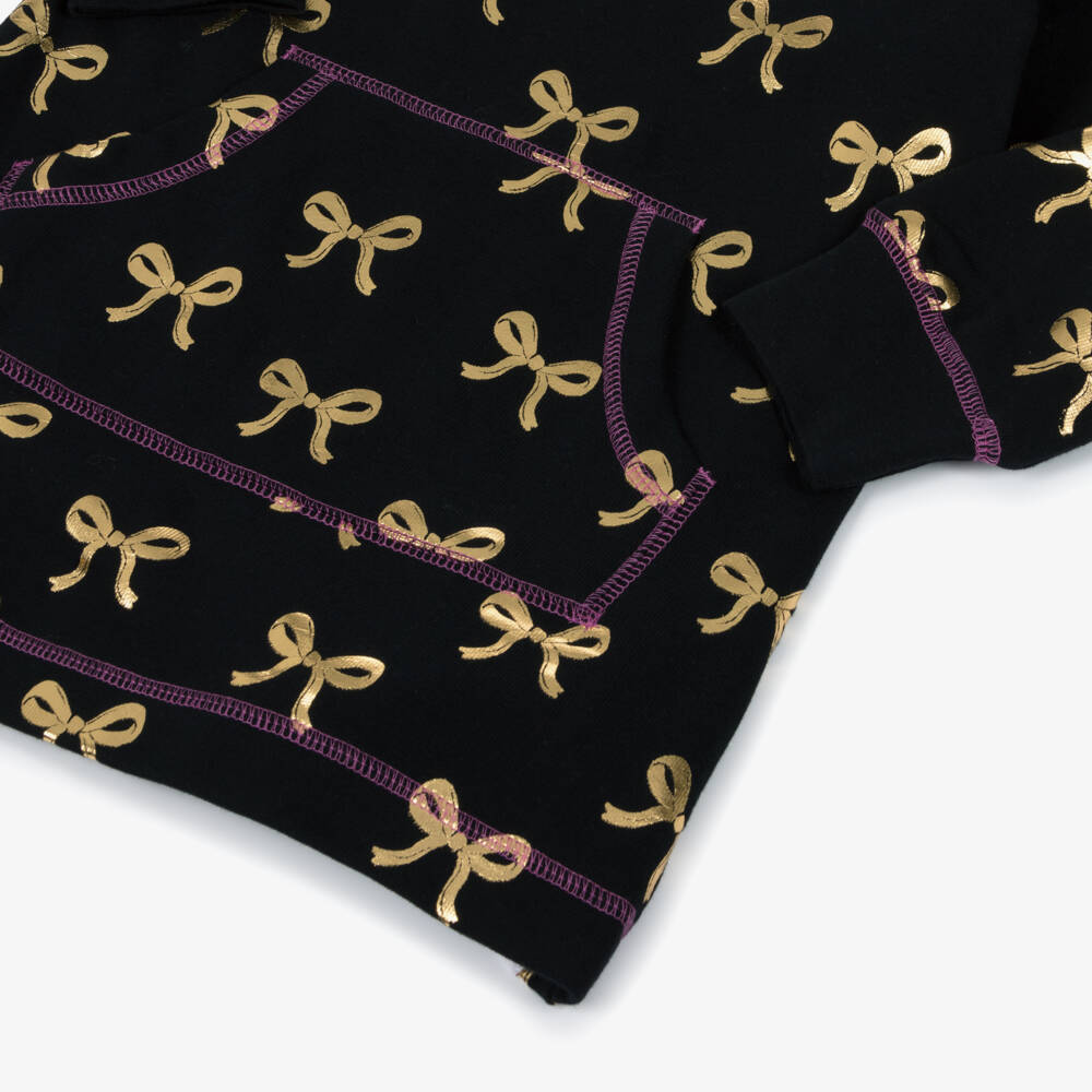 Hatley-Платье-свитшот с черным золотым бантом для девочек | Childrensalon Outlet