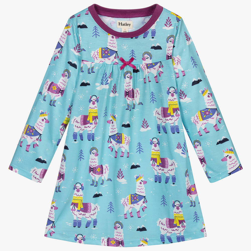 Hatley - Chemise de nuit bleue Alpaga fille | Childrensalon