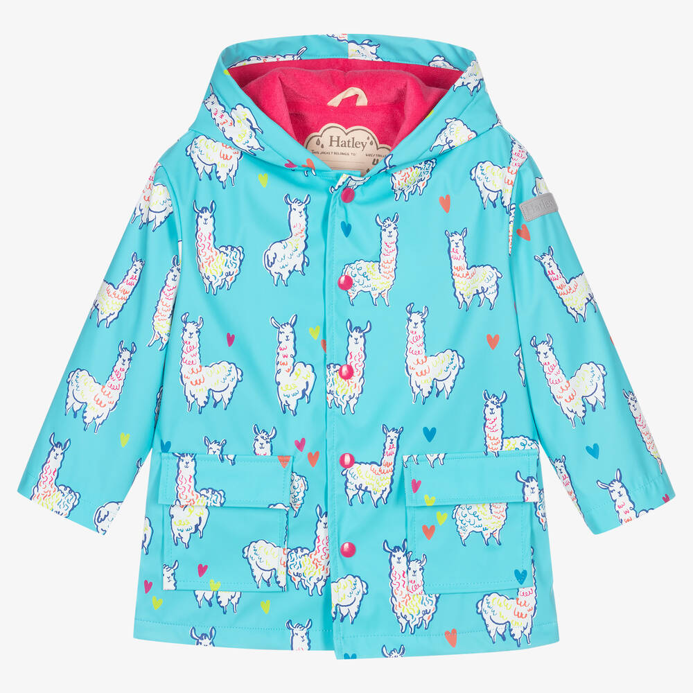 Hatley - Голубой дождевик с альпаками для девочек | Childrensalon