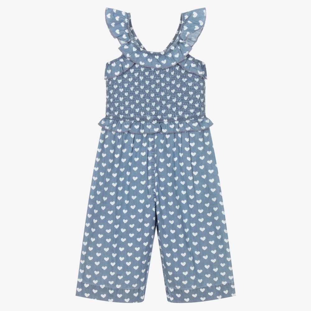 Hatley - Girls Blue Chambray Jumpsuit | Childrensalon