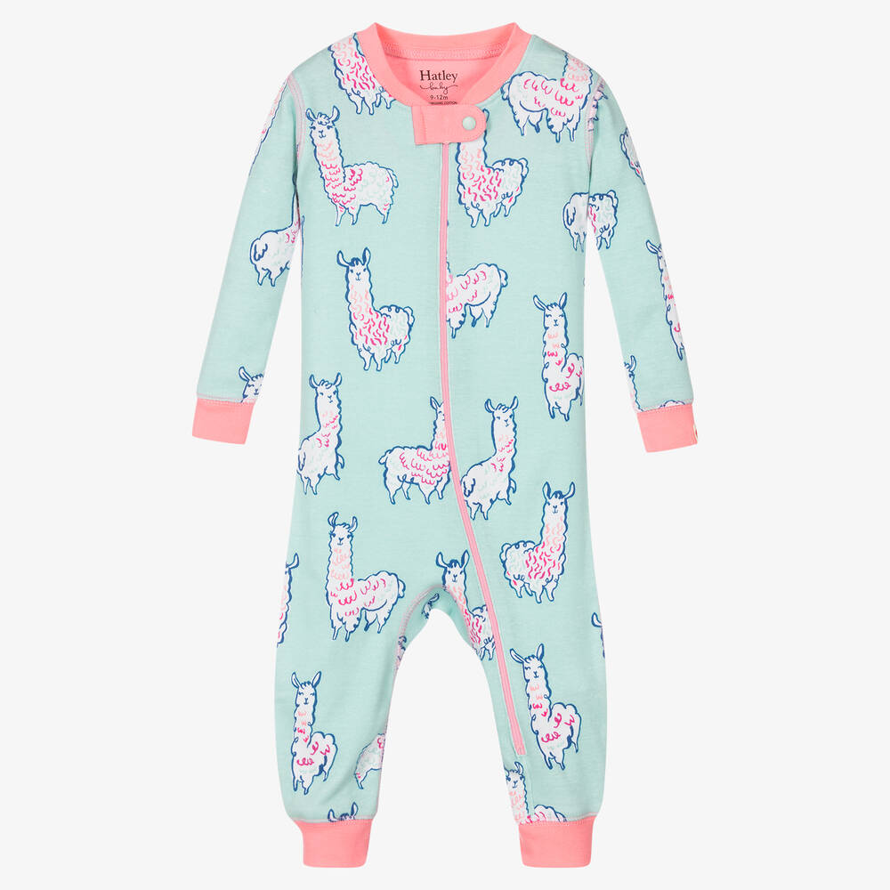 Hatley-بِدلة أوفرول قطن عضوي لون أزرق أكوا للمولودات | Childrensalon Outlet