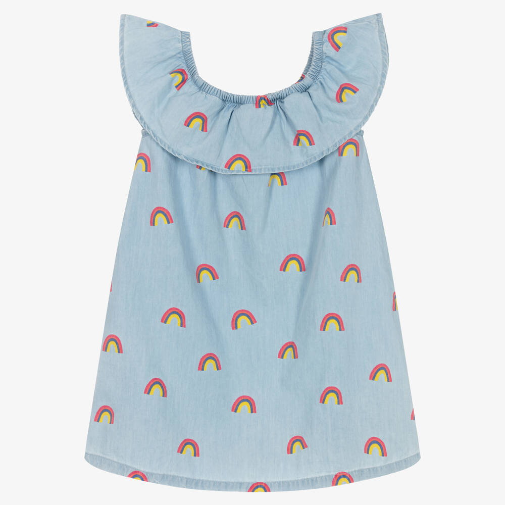 Hatley-Girls Blue Cotton Rainbow Dress | Childrensalon Outlet