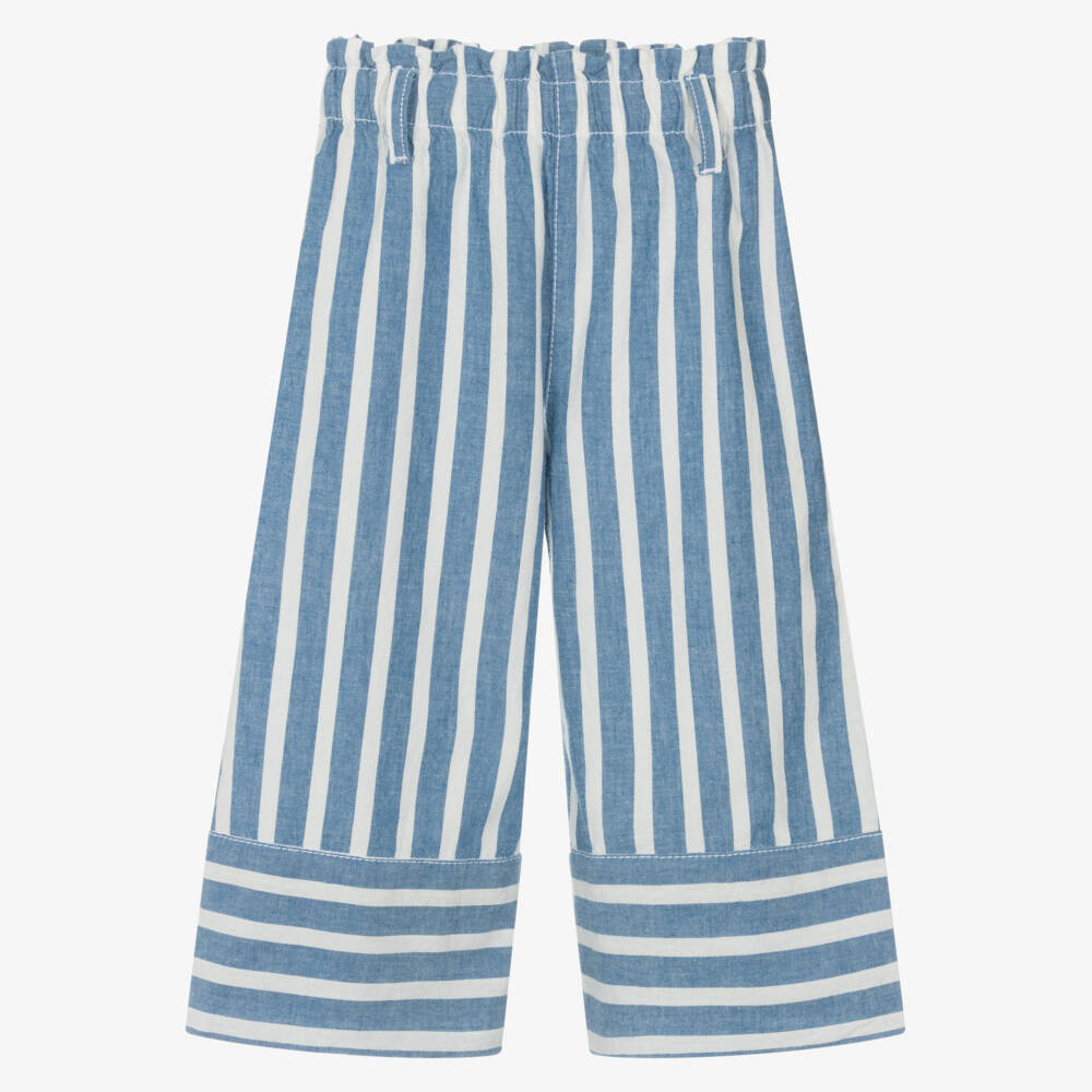 Hatley-Girls Blue Cotton Striped Culottes | Childrensalon Outlet