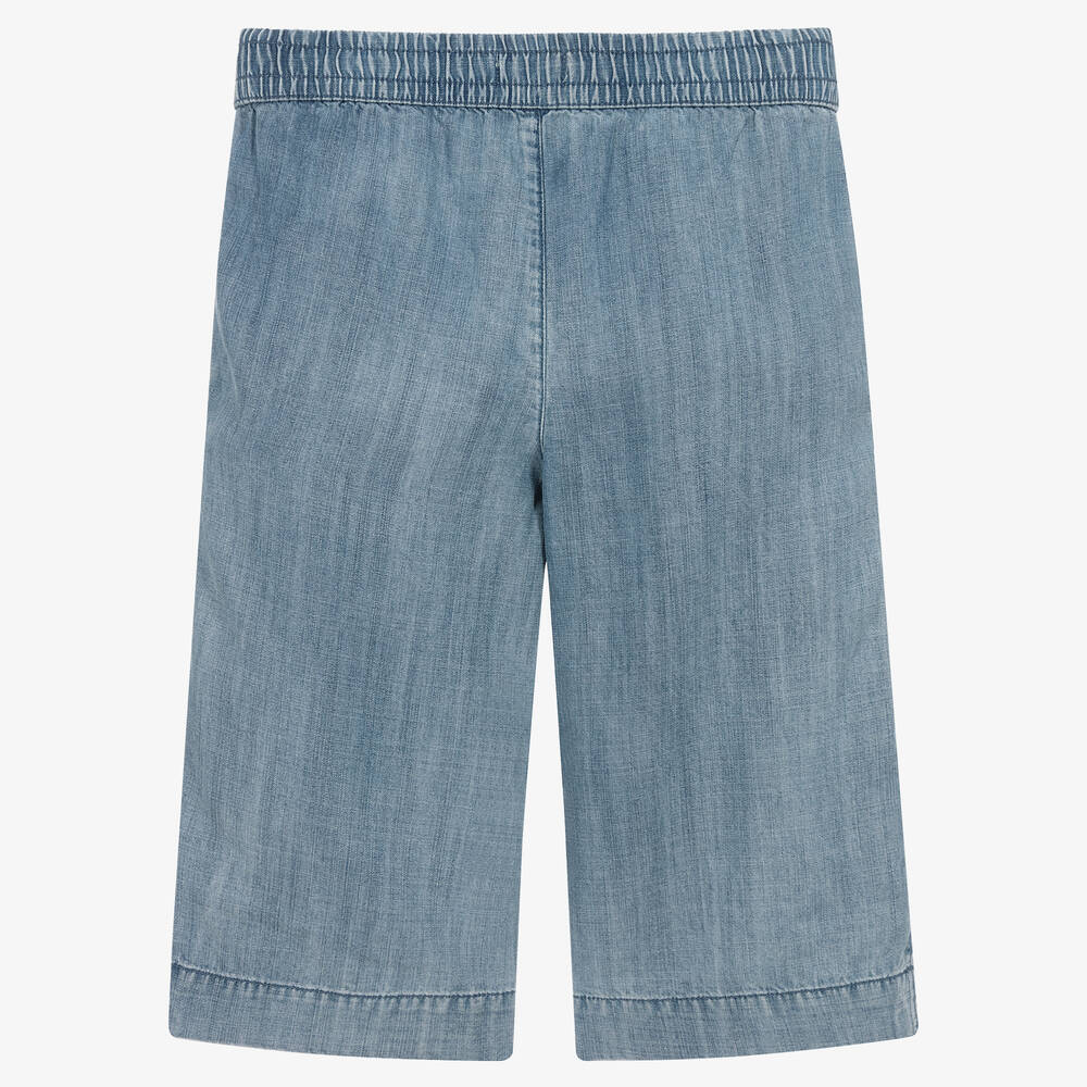 Hatley-Girls Blue Cropped Chambray Trousers | Childrensalon Outlet