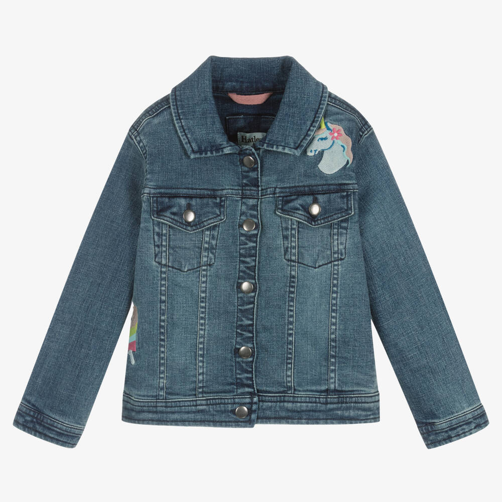 Hatley - Girls Blue Embroidered Denim Jacket  | Childrensalon