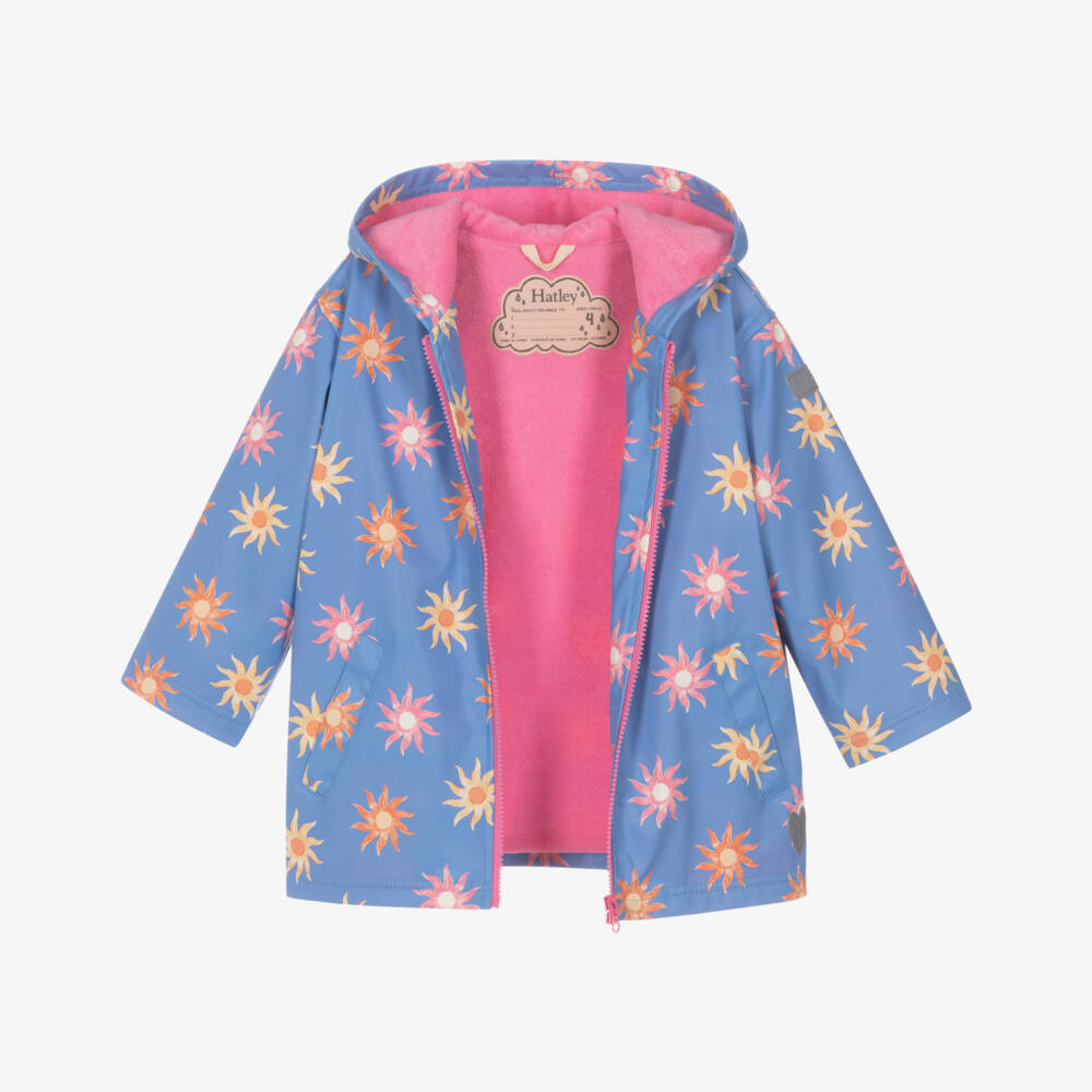 Hatley-Girls Blue Faded Suns Raincoat | Childrensalon Outlet