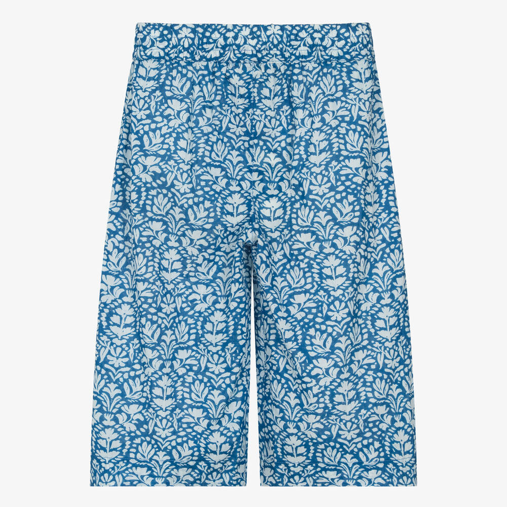 Hatley-بنطلون كولوت قطن لون أزرق بطبعة ورود للبنات | Childrensalon Outlet