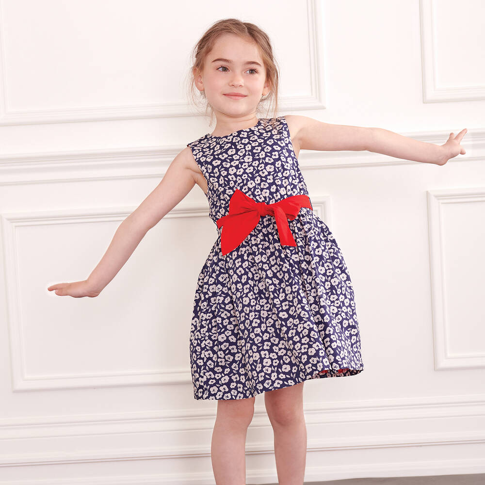 Hatley-Синее хлопковое платье в цветочек для девочек | Childrensalon Outlet