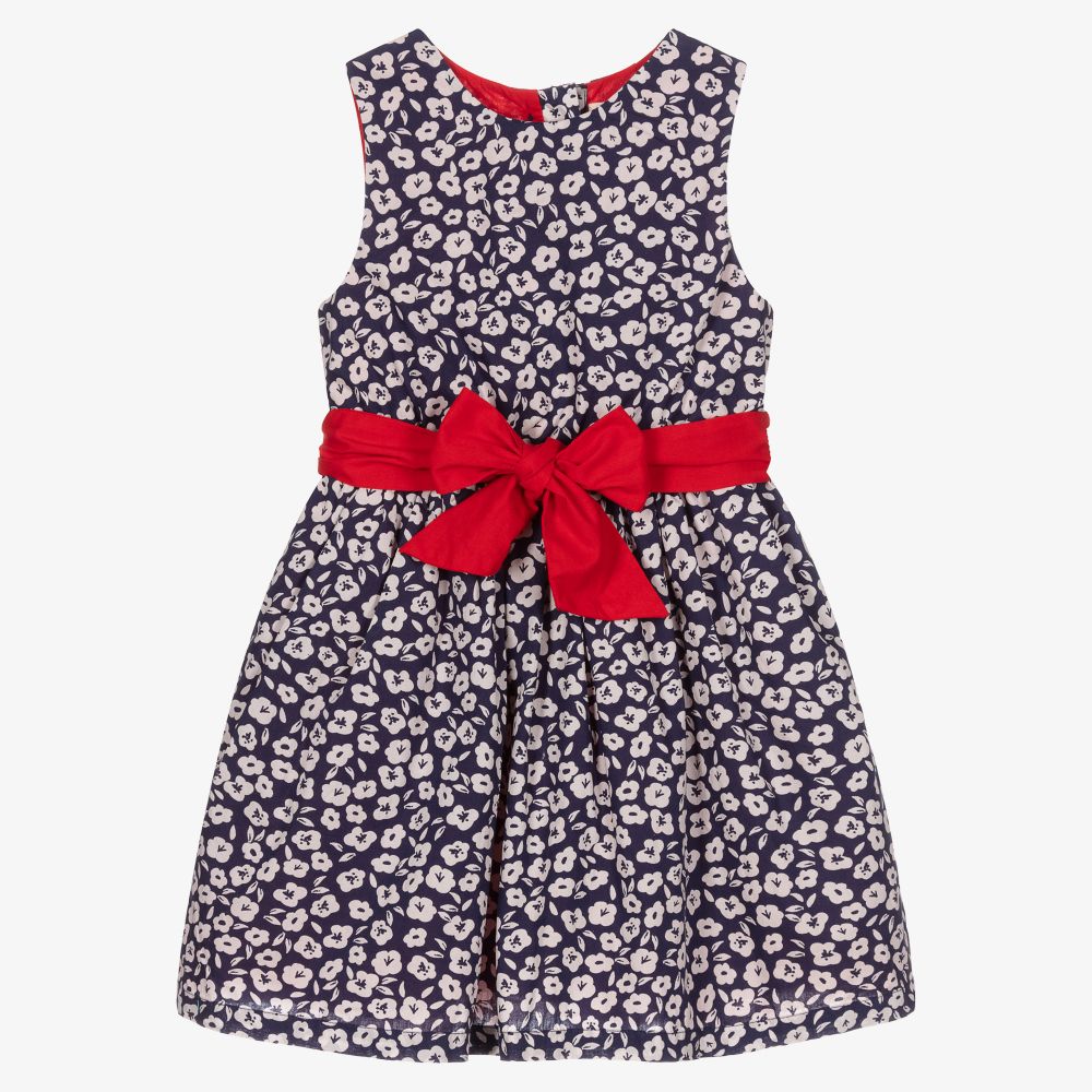 Hatley - Синее хлопковое платье в цветочек для девочек | Childrensalon
