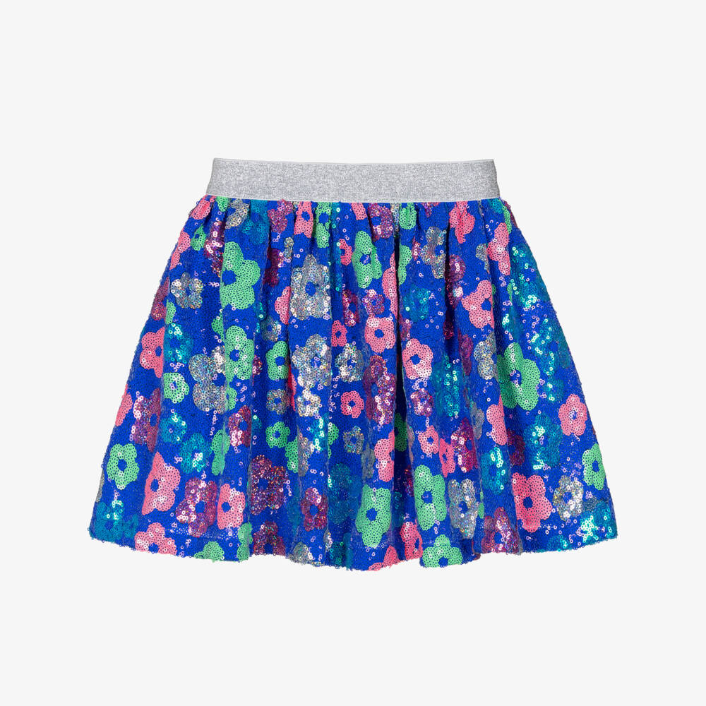 Hatley-Girls Blue Floral Sequinned Skirt | Childrensalon Outlet