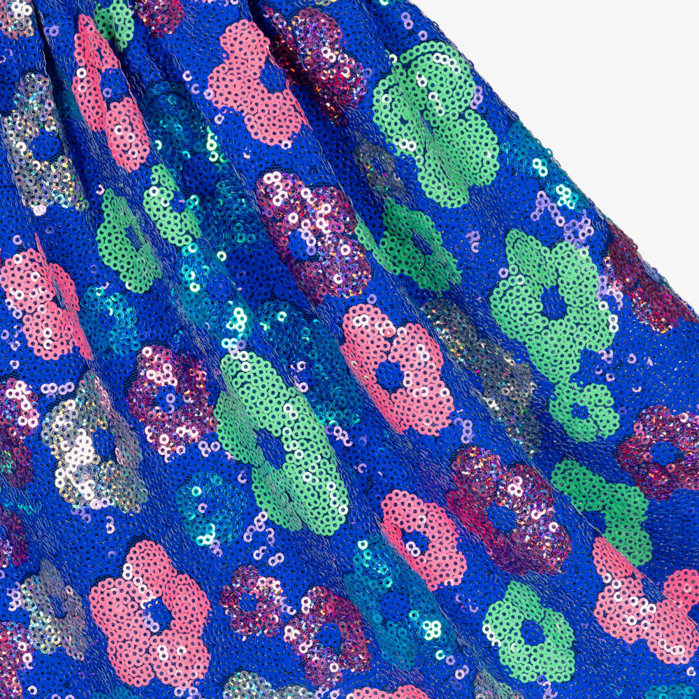 Hatley-Girls Blue Floral Sequinned Skirt | Childrensalon Outlet
