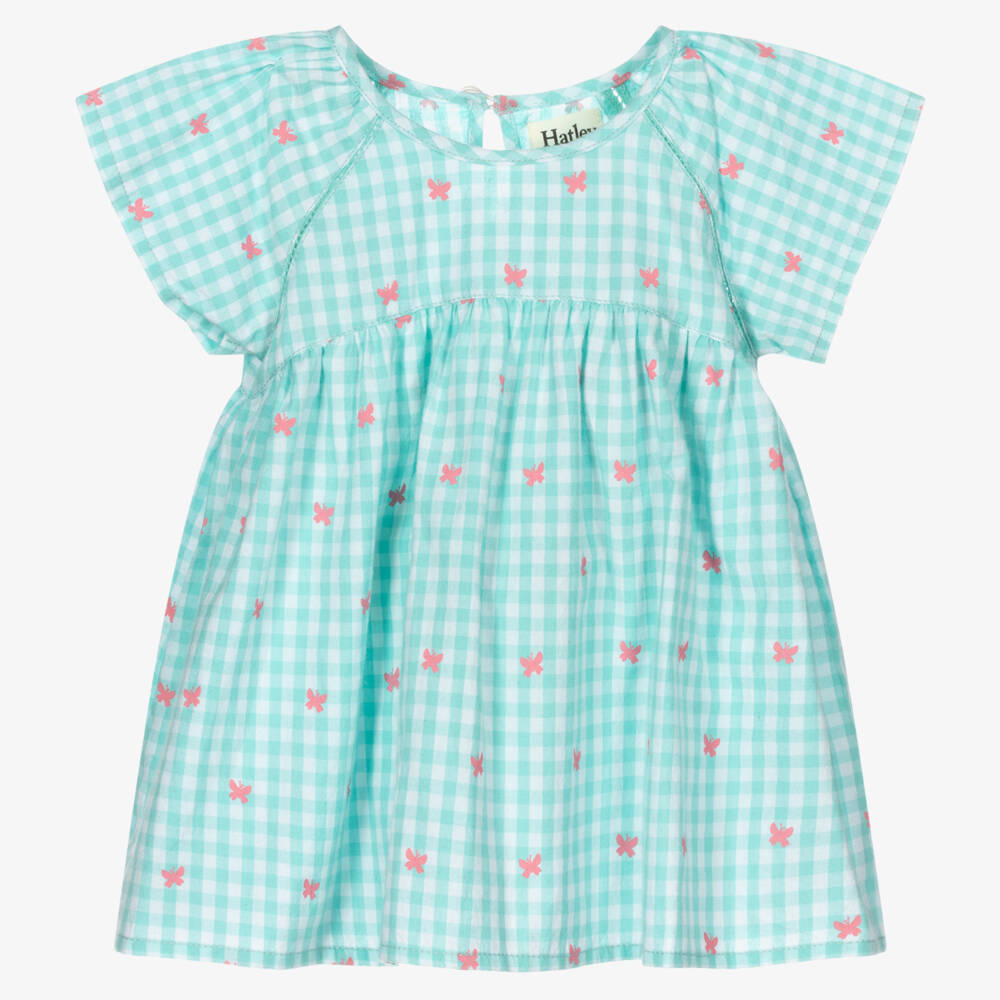 Hatley-فستان بنقشة مربعات قطن لون أزرق للبنات | Childrensalon Outlet