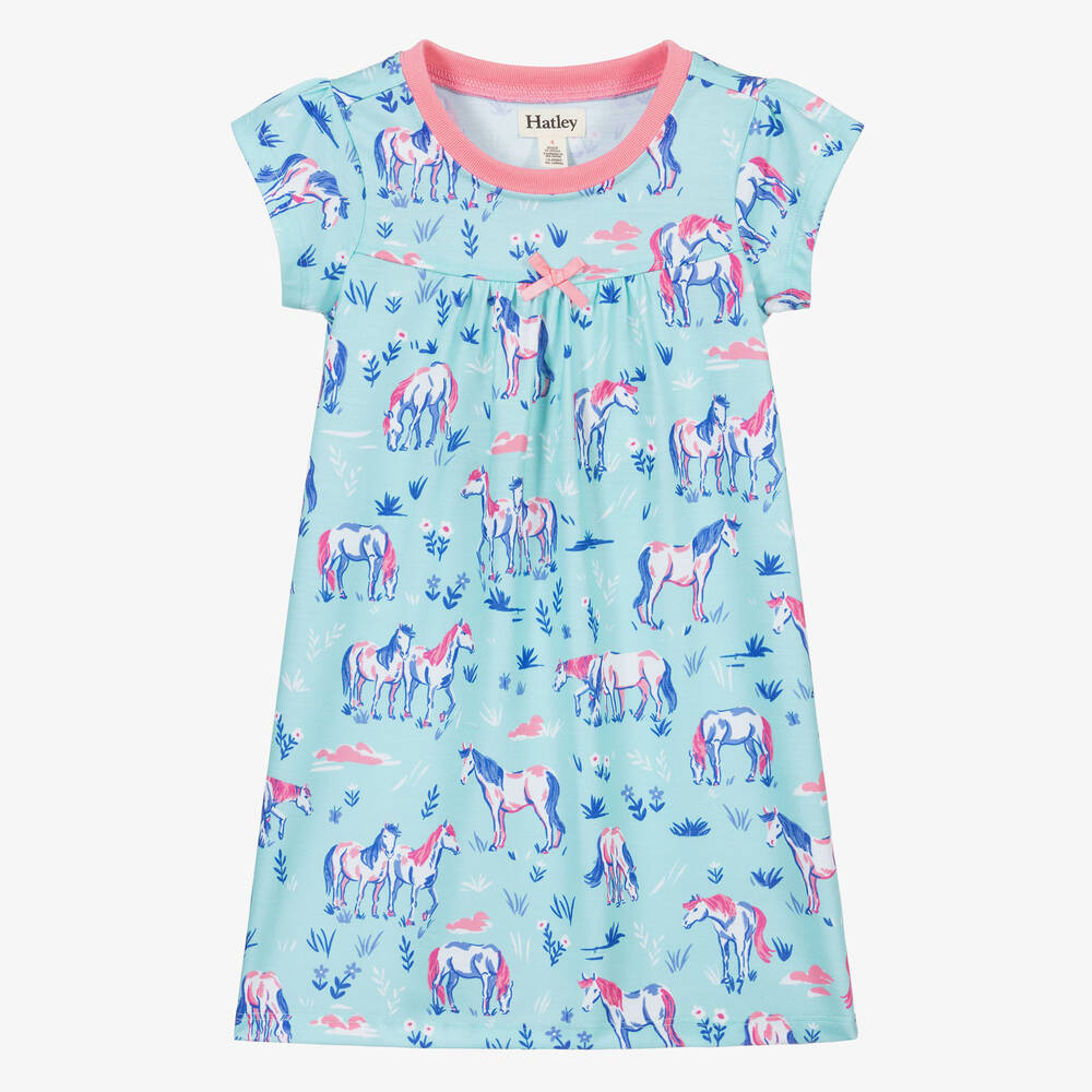 Hatley - Chemise de nuit bleue Cheval Fille | Childrensalon