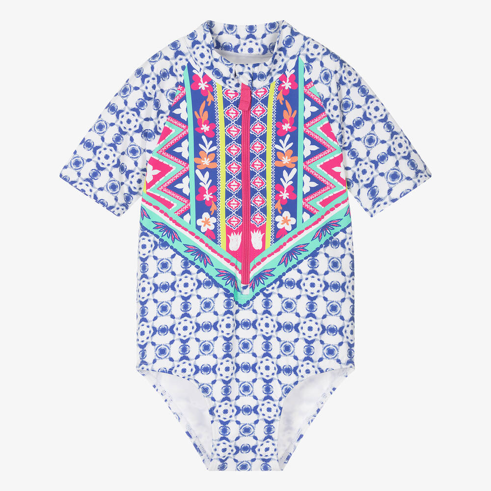 Hatley-Girls Blue Kaleidoscope Swimsuit (UPF50+) | Childrensalon Outlet
