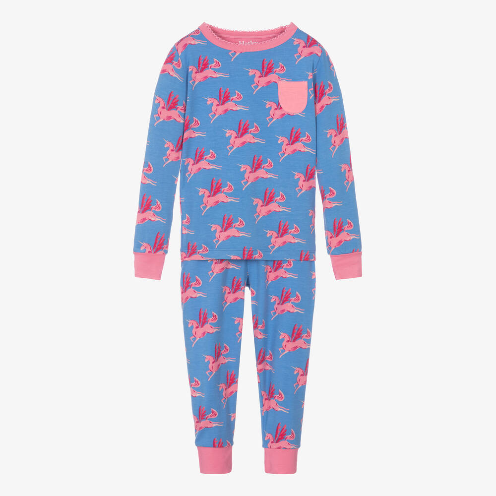 Hatley - Girls Blue Pegasus In Flight Pyjamas | Childrensalon