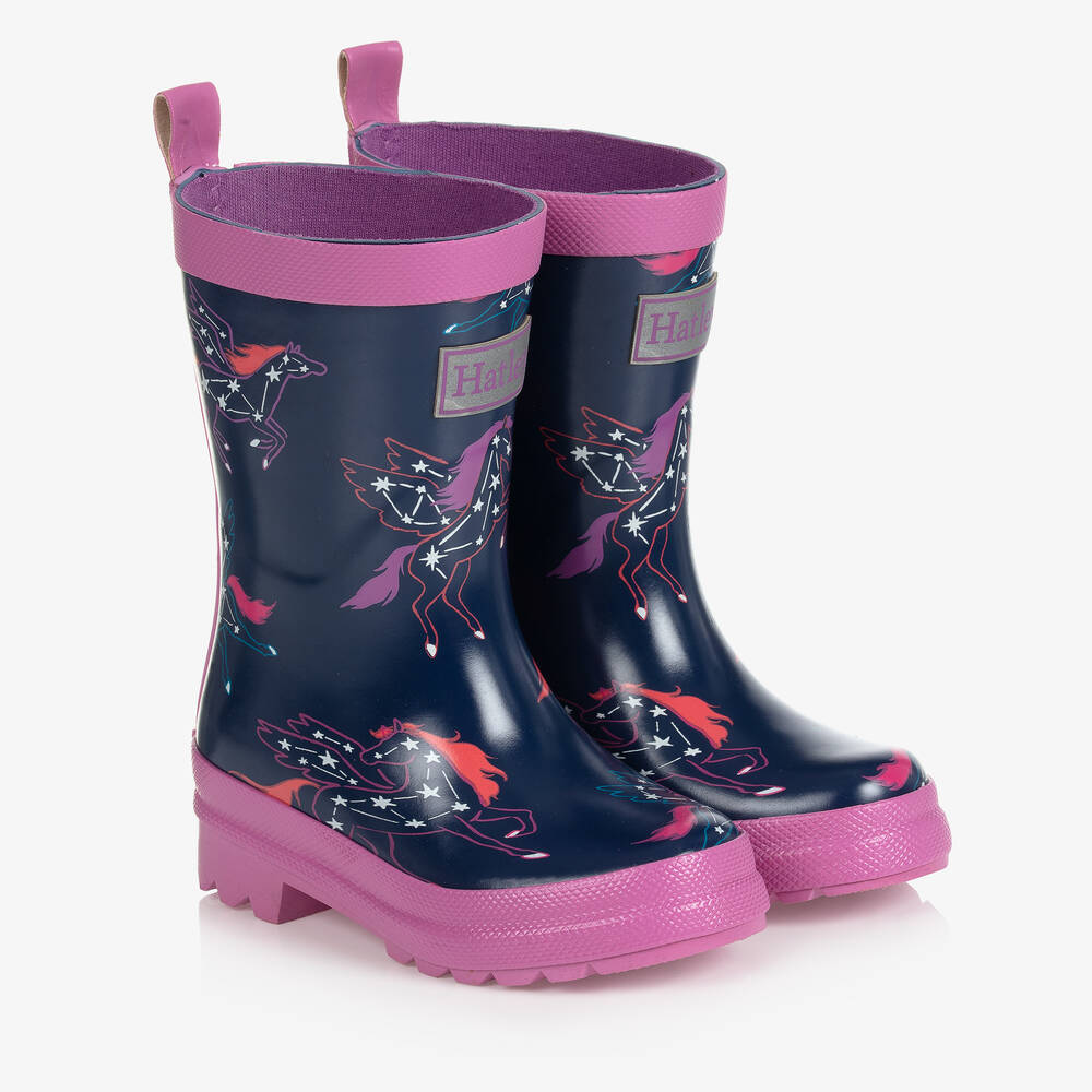 Hatley - Blaue Pegasus-Gummistiefel (M) | Childrensalon