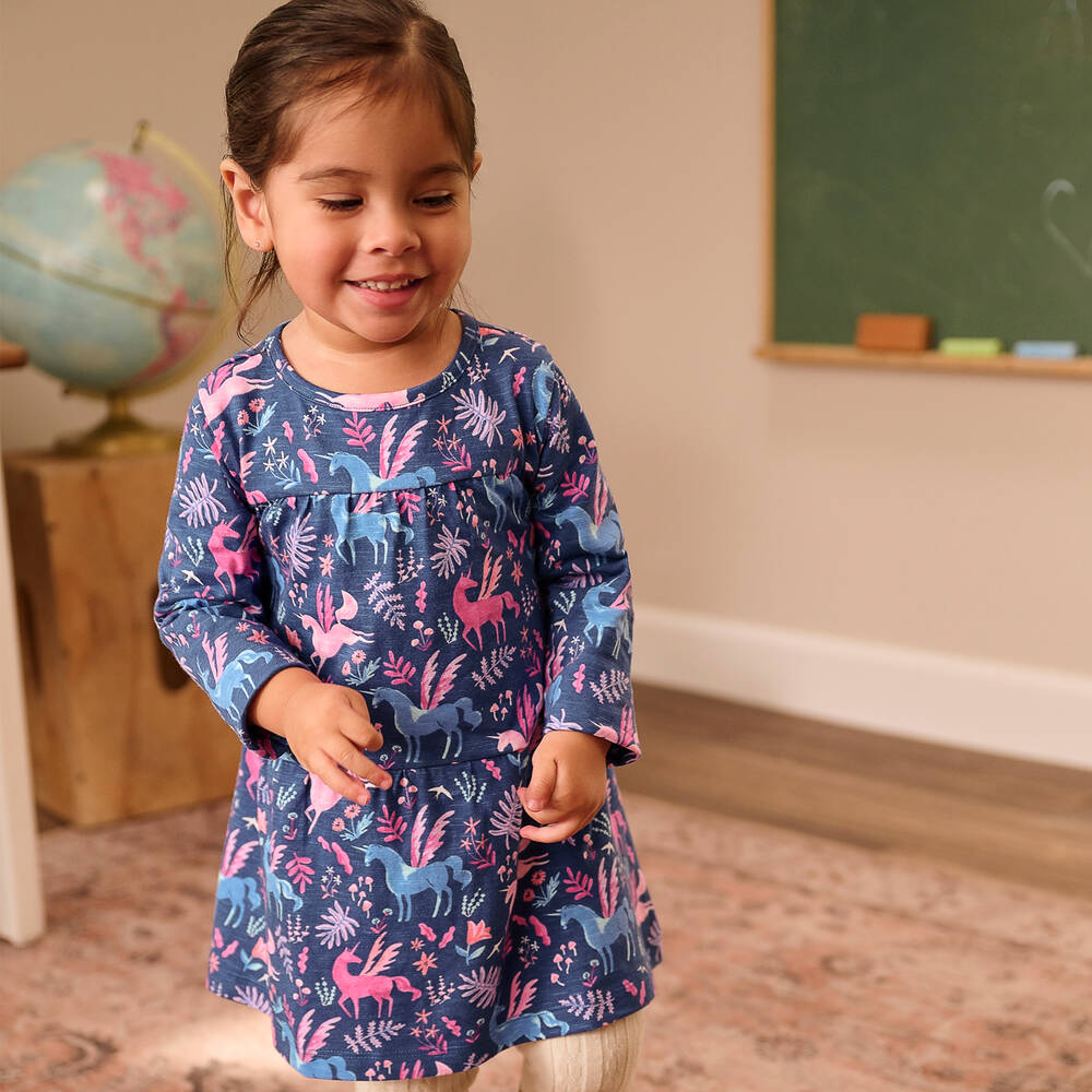 Hatley-Girls Blue & Pink Cotton Dress | Childrensalon Outlet