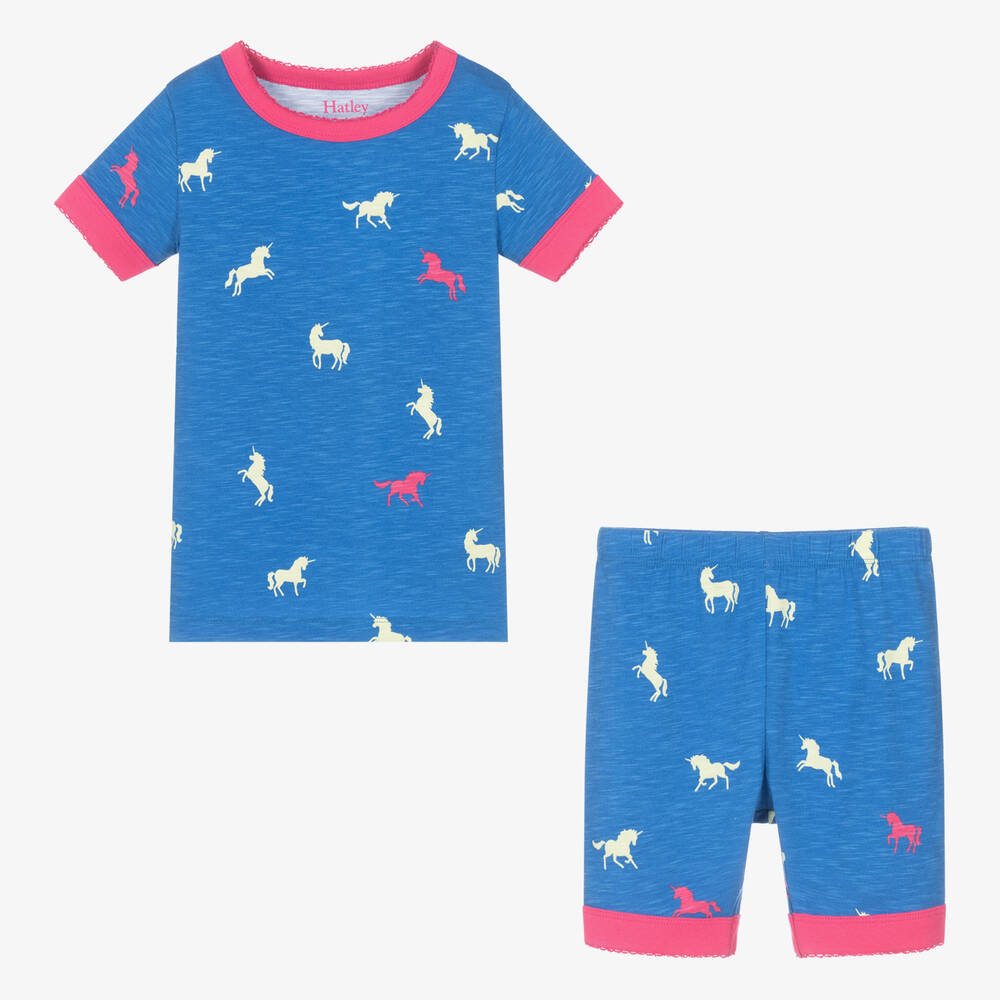 Hatley-Girls Blue & Pink Organic Cotton Unicorn Pyjamas | Childrensalon Outlet