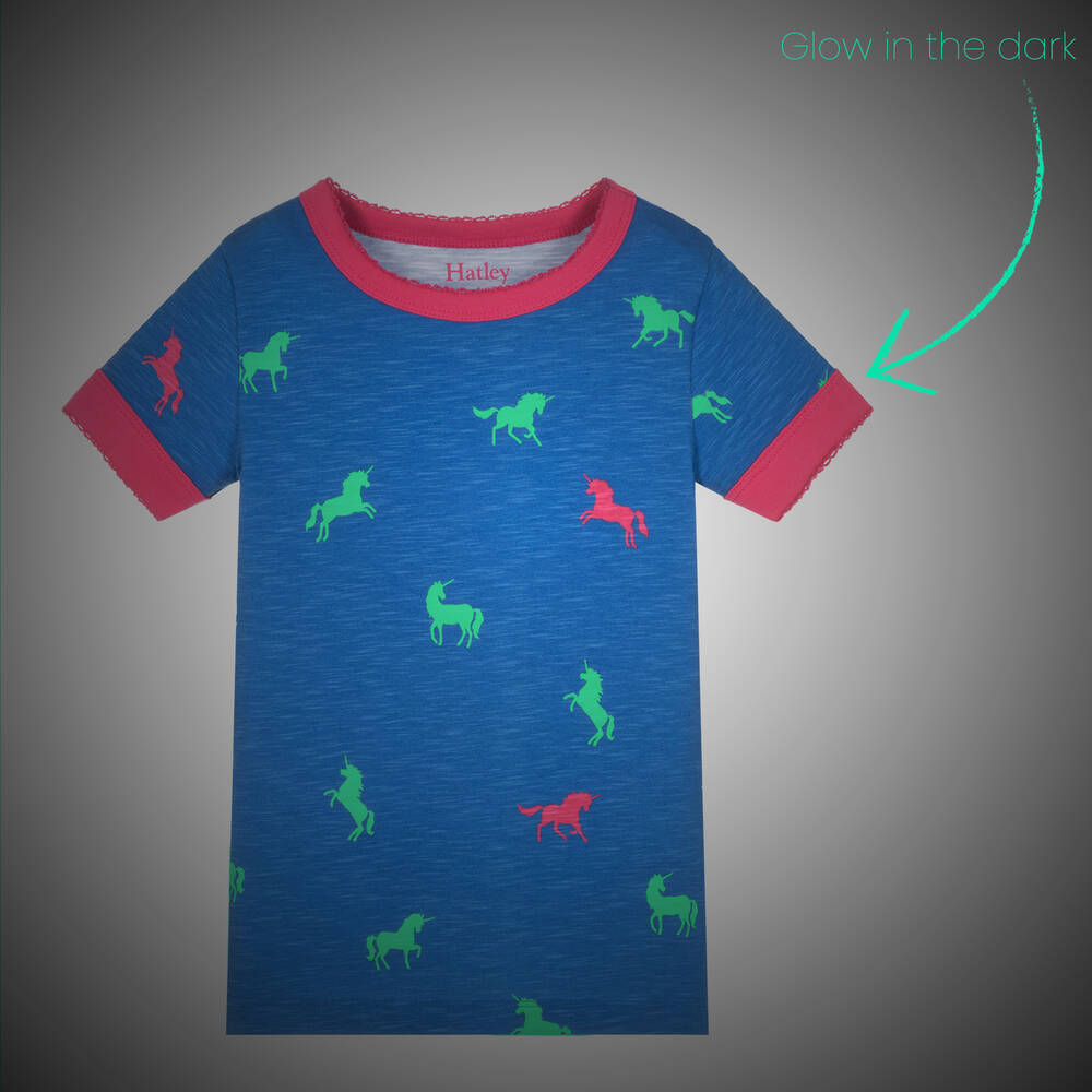 Hatley-Girls Blue & Pink Organic Cotton Unicorn Pyjamas | Childrensalon Outlet