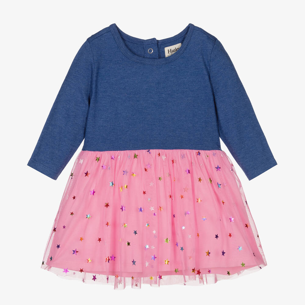 Hatley - Розово-синее платье со звездами для девочек | Childrensalon