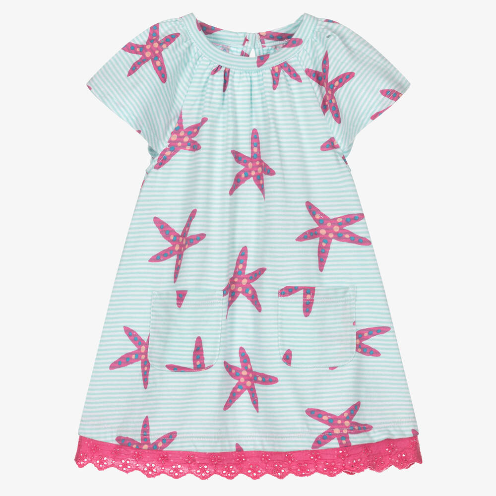 Hatley - Girls Blue & Pink Starfish Print Dress  | Childrensalon