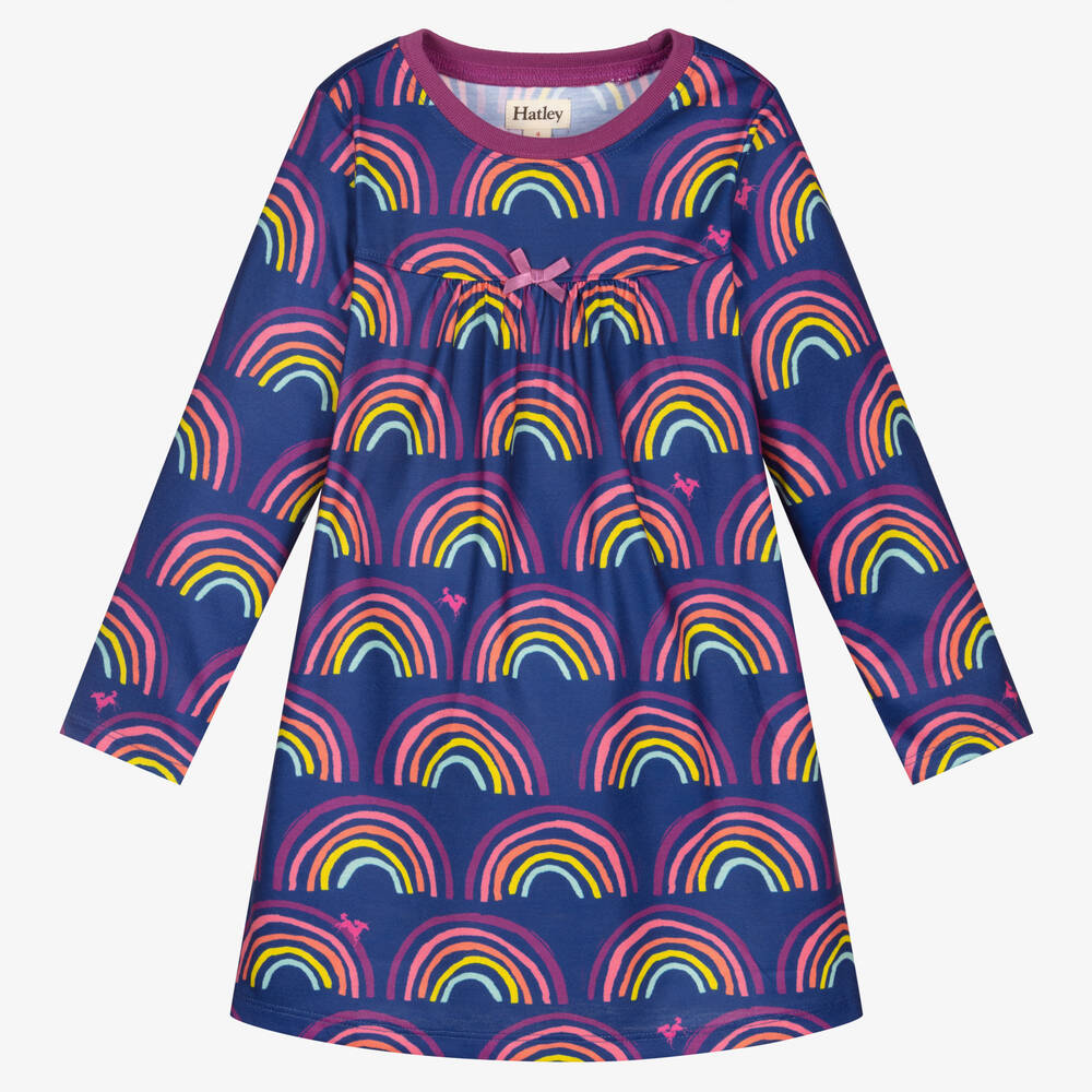 Hatley - Синяя ночная рубашка с радугами для девочек | Childrensalon