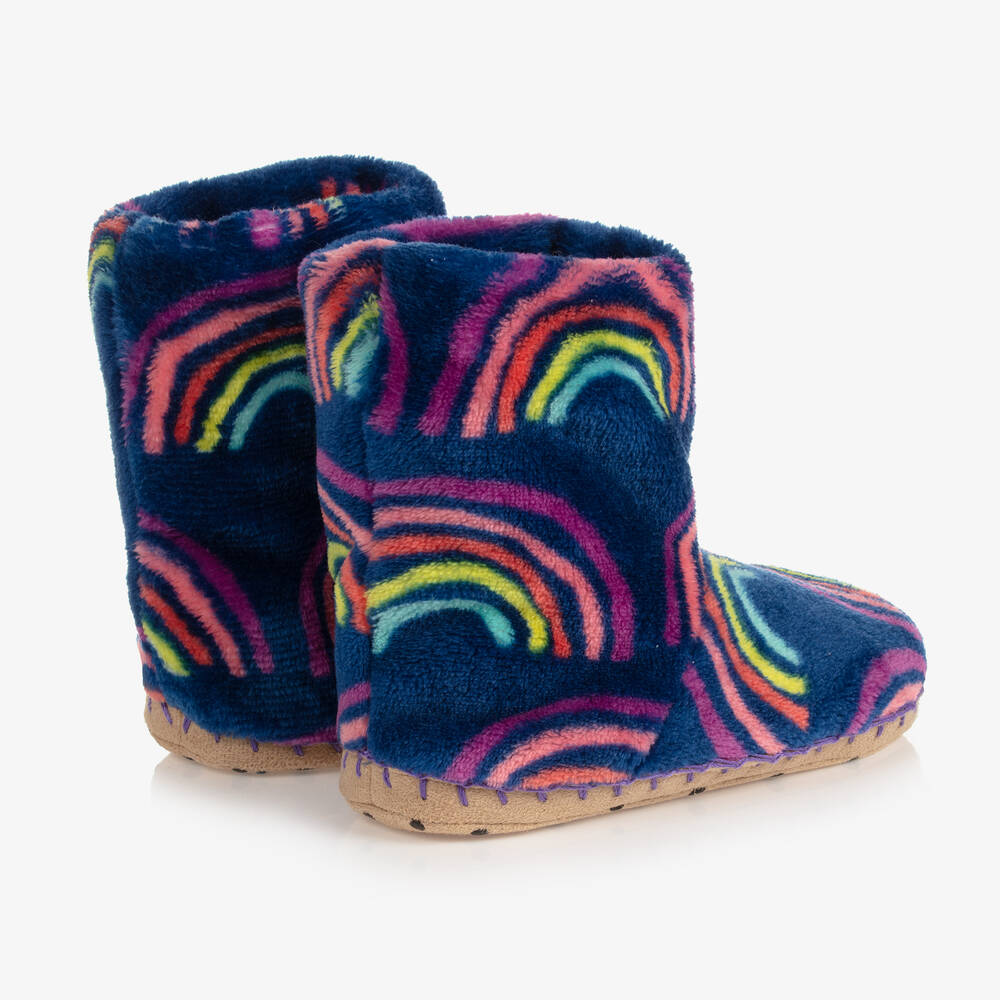 Hatley Girls Blue Rainbow Slippers Childrensalon Outlet