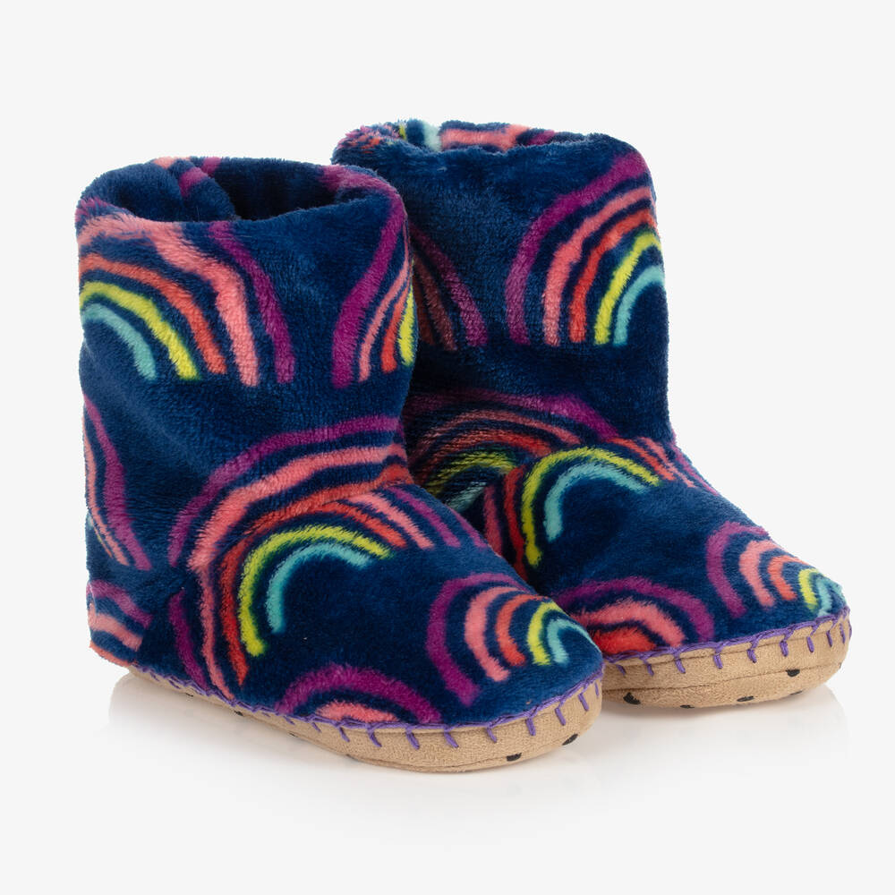 Hatley - Girls Blue Rainbow Slippers | Childrensalon