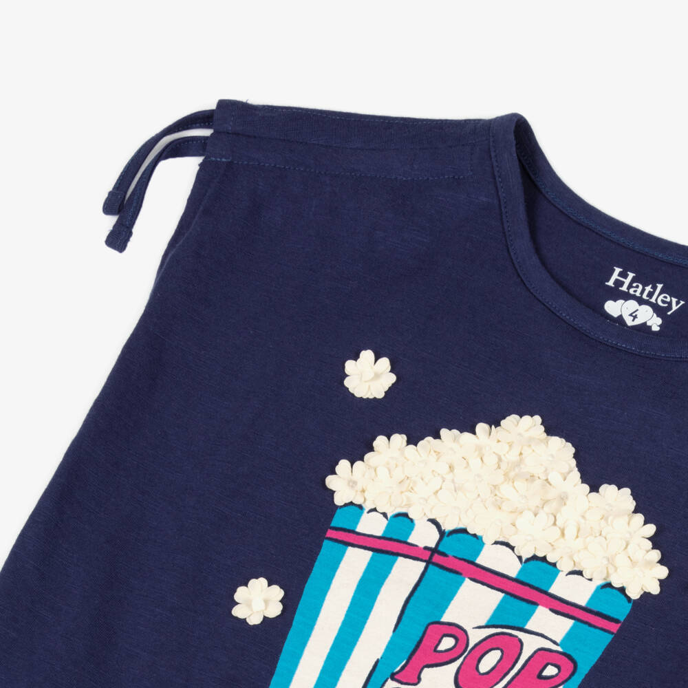 Hatley-Girls Blue Ruched Popcorn Tee | Childrensalon Outlet