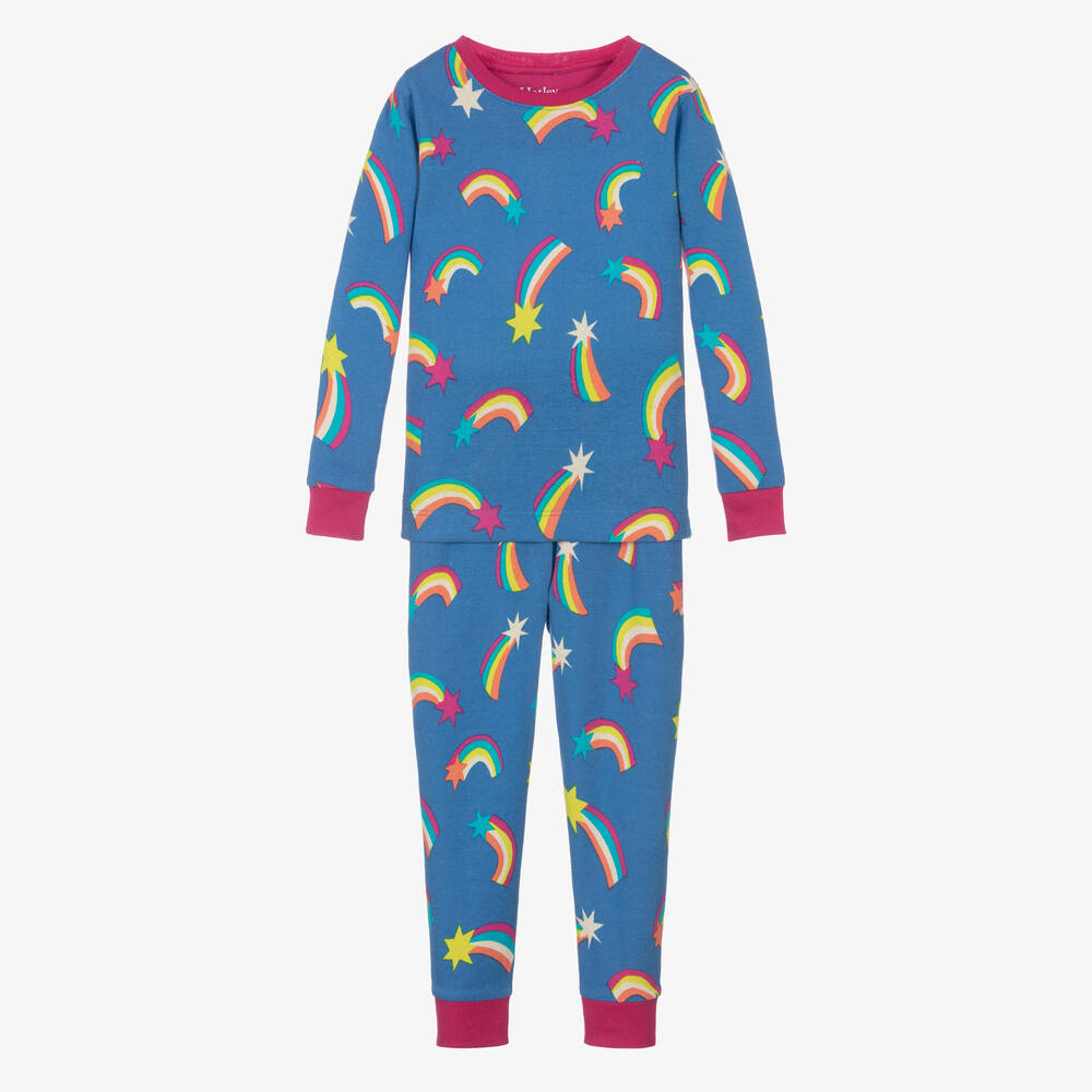 Hatley - Girls Blue Shooting Star Cotton Pyjamas | Childrensalon