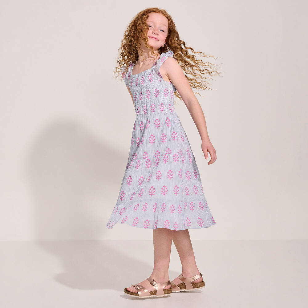 Hatley-Girls Blue Stripe Cotton Dress | Childrensalon Outlet