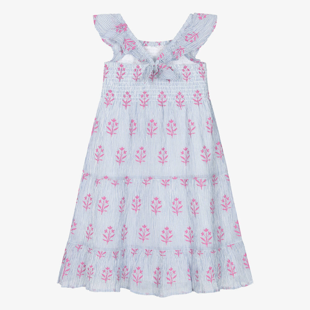Hatley-Girls Blue Stripe Cotton Dress | Childrensalon Outlet