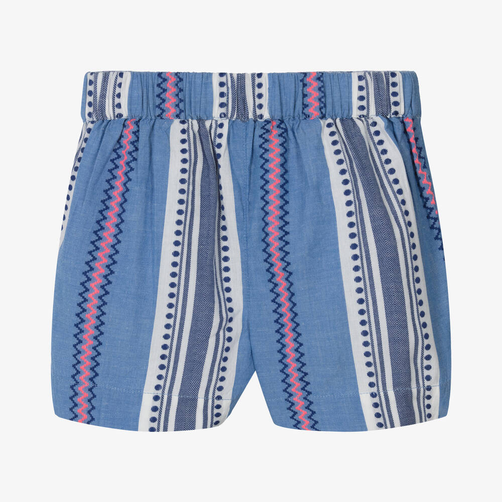 Hatley-Girls Blue Stripe Cotton Shorts | Childrensalon Outlet
