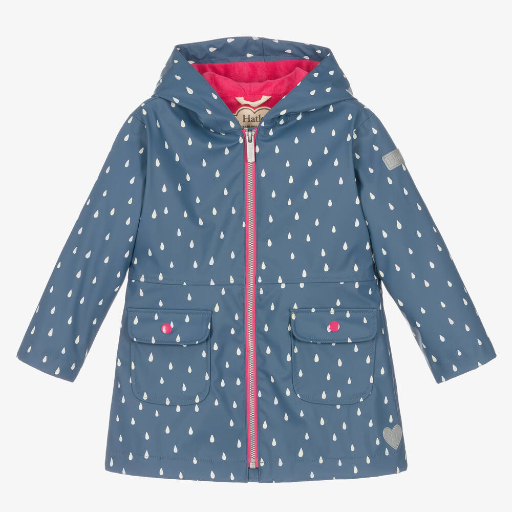 Hatley - Imperméable bleu Tiny Drops Fille | Childrensalon