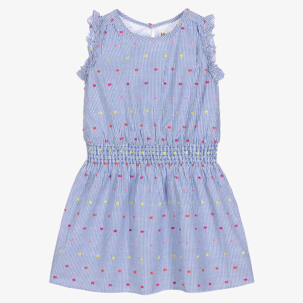 Hatley - Robe bleue et blanche en coton bébé  | Childrensalon