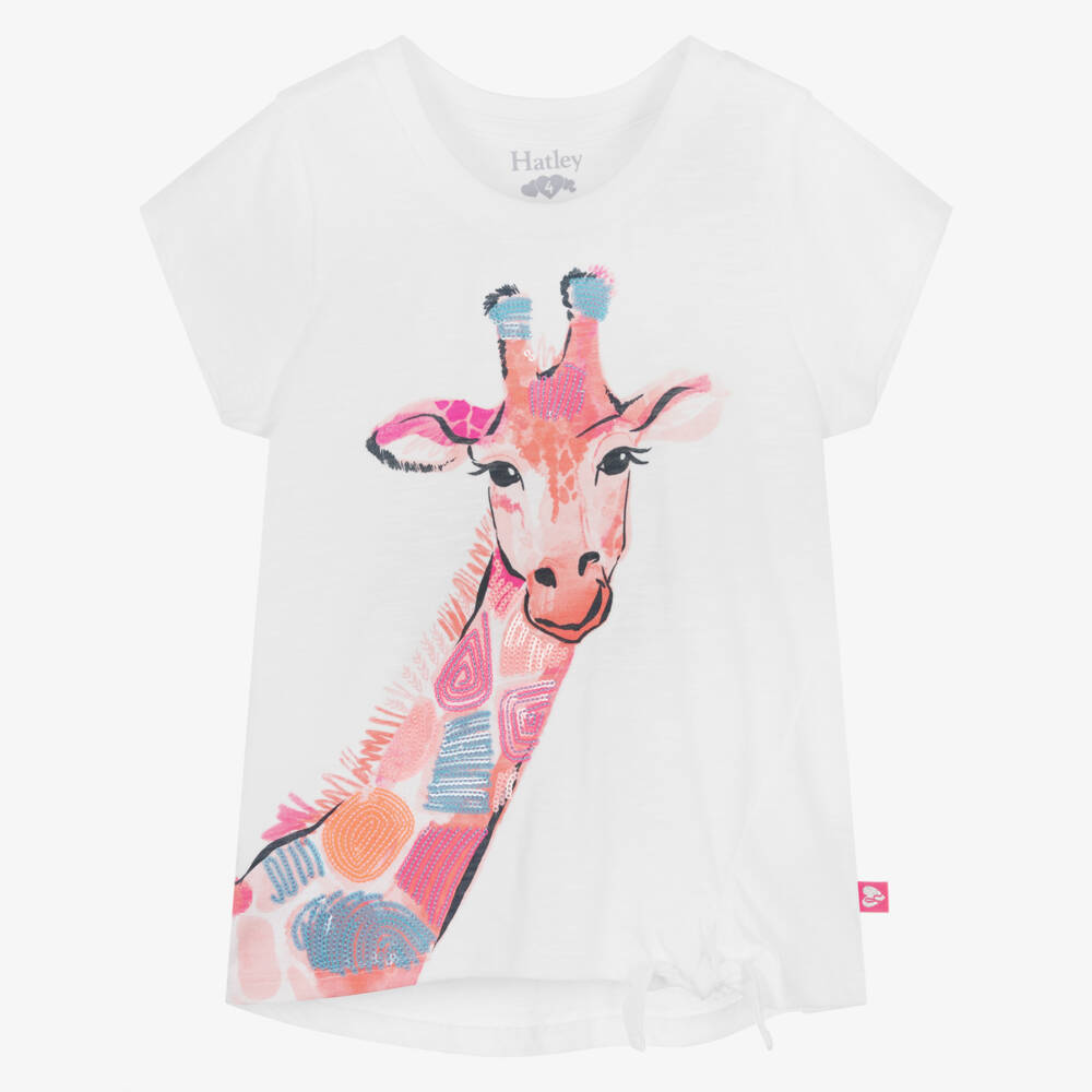 Hatley-تيشيرت ناعم للبنات بطبعة زرافة زاهية | Childrensalon Outlet