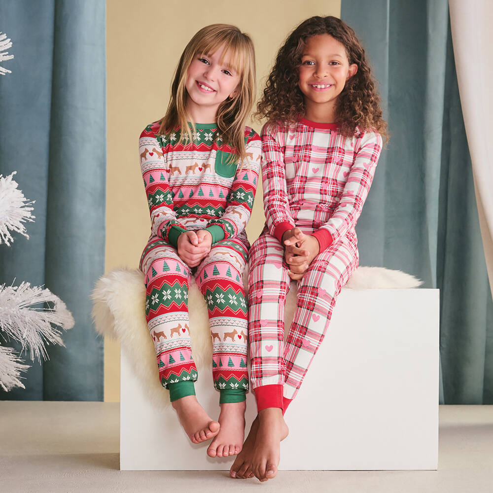 Hatley-Girls Checkered Heart Cotton Pyjamas | Childrensalon Outlet