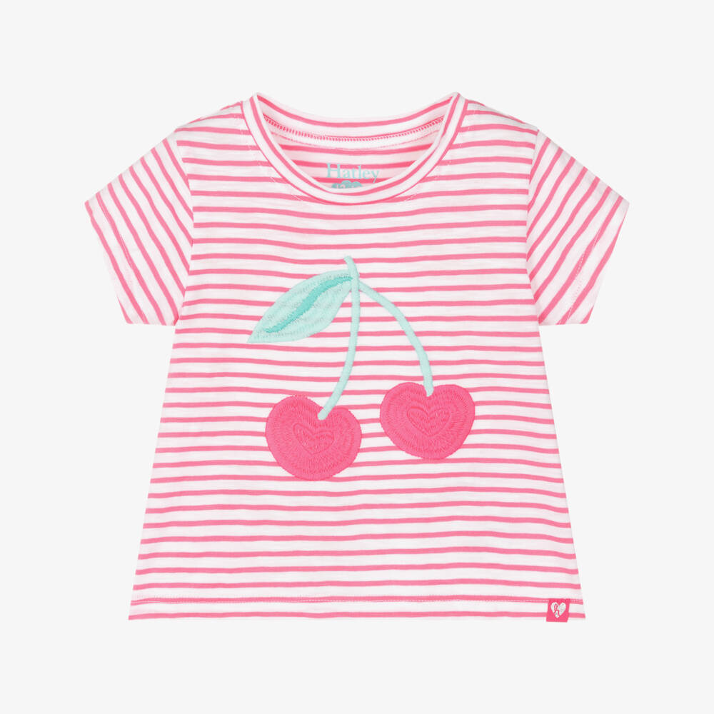 Hatley-تيشيرت مخطط باللون الوردي الكرزي للبنات | Childrensalon Outlet